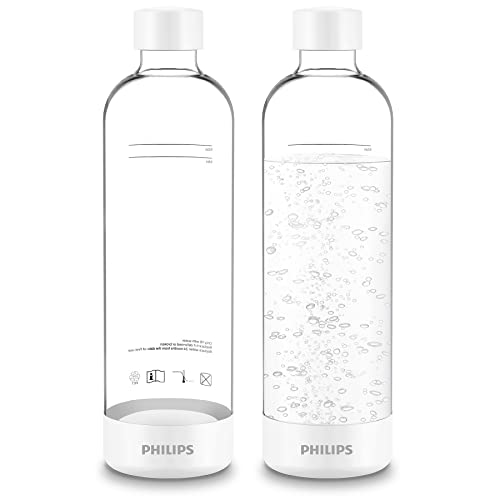 Philips Kohlensäureflaschen, 1 l, Doppelpack, wiederverwendbare PET-Sprudelwasserflaschen, kompatibel mit Philips Sprudelwasserbereiter, 2 Stück, weiß von PHILIPS