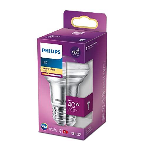 Philips LED Classic E27 Lampe, 40 W, Reflektor, R63, silber, warmweiß von Philips Lighting