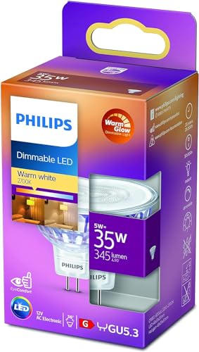 Philips LED Classic GU5.3 WarmGlow Lampe, 25 W, Reflektor, dimmbar, silber, warmweiß, 1 Stück (1er Pack) von Philips Lighting