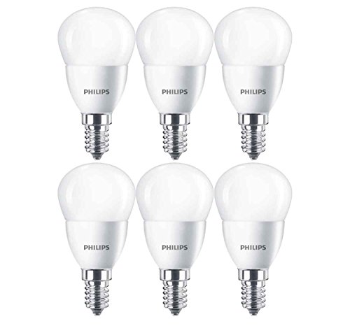 Philips LED E14 kleine Edison-Schraube Mini Globe Leuchtmittel, 5,5 W (40 W) – Warmweiß, Synthetisch, warmweiß, E14, 5.5W 230 V 6er-Pack von Philips