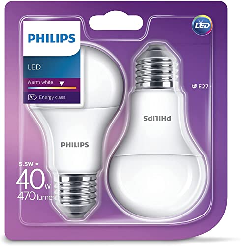 Philips LED-Leuchtmittel, Synthetisch, weiß, 2er-Pack, E27 von Philips Lighting