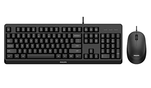 Philips SPT6207BL/16 - Combo Maus mit Kabel für Windows, Linux, Mac, PC, Laptop, QWERTY Spanisch, 110 Tasten, 1200 DPI Maus, beidhändig tragbar, Schwarz Philips SPT6207BL/16 - Combo Maus mit Kabel für Windows, Linux, Mac, PC, Laptop, QWERTY Spanisch, 110 Tasten, 1200 DPI Maus, beidhändig tragbar, Schwarz von PHILIPS