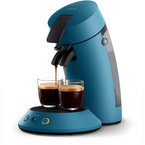 Philips Senseo Original Plus Kaffeepadmaschine mit Kaffeestärkeauswahl, Coffee Boost Technologie, aus recyceltem Plastik, Farbe: Taubenblau (CSA210/00) von Philips