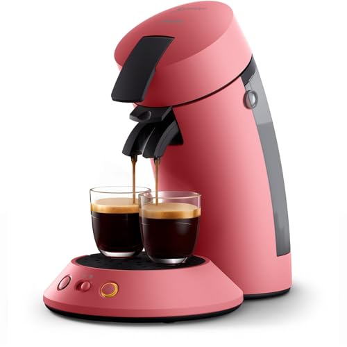 Philips Senseo Original Plus Kaffeepadmaschine mit Kaffeestärkeauswahl, Coffee Boost Technologie, aus recyceltem Plastik, Farbe: Sanftes Rot (CSA210/35) von Philips