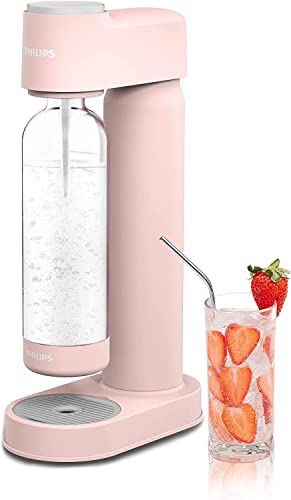 Philips Sparkling Water Maker Soda Maker Machine for Home Carbonating with BPA free PET 1L Carbonating Bottle, Compatible with Any Screw-in 60L CO2 Exchange Carbonator (NOT Included), Pink Plastic von Philips