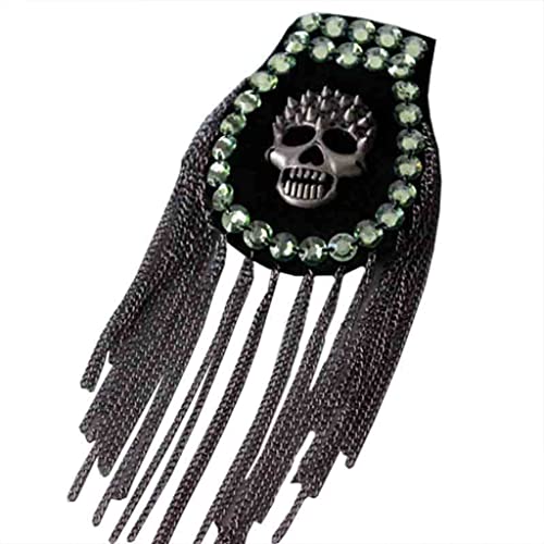 Totenkopf Motive Patches Übertrieben Wilder Anzug Jacke Dekor für Bühnenauftritte Schulterklappen mit Quastenkette Schulterdekore Schulterklappen Schulter schwarz Unisex Männer Frauen schwarze mit von PHILSP