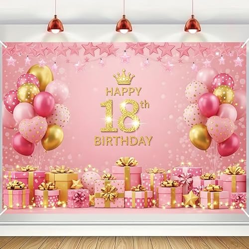 18.Geburtstag Banner Rose Gold, 18.Geburtstag Mädchen Deko Hintergrund Happy 18 Birthday für Foto Prop Kuchen Tisch Party Dekoration - 180 * 115CM 18.Geburtstag Banner Rose Gold, 18.Geburtstag Mädchen Deko Hintergrund Happy 18 Birthday für Foto Prop Kuchen Tisch Party Dekoration - 180 * 115CM von PHISGNIO