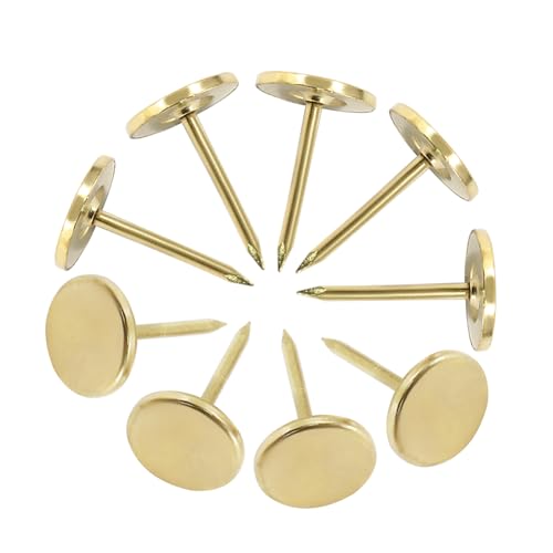 PHITUODA 100 Stück 11 mm x 17 mm goldfarbene Flachkopf-Reißnägel, Polsternägel, Pinnnadeln für Möbeldekoration von PHITUODA
