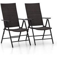Phivilla - 2er Sets Gartenstühle Rattanstühle klappbar, 6X verstellbar mit 7 sitzpositionen Klappstühle hohe Rückenlehne Wetterresistent (2 Stühle) von PHIVILLA