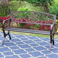 PHI VILLA Gartenbank Metall Rückenlehne aus Gusseisen Stahlrahmen 2-3 Sitzer Bank Outdoor mit Floralem Design für Park, Garten und Terrasse Bronze PHI VILLA Gartenbank Metall Rückenlehne aus Gusseisen Stahlrahmen 2-3 Sitzer Bank Outdoor mit Floralem Design für Park, Garten und Terrasse Bronze von PHIVILLA