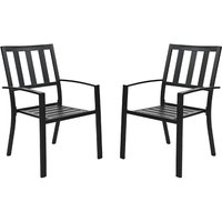 Phivilla - 2er Set Gartenstühle Wetterfest Terrassenstühle Metall Balkonstuhl Stapelstühle mit Armlehnen für Garten und Außenbereich, Schwarz Phivilla - 2er Set Gartenstühle Wetterfest Terrassenstühle Metall Balkonstuhl Stapelstühle mit Armlehnen für Garten und Außenbereich, Schwarz von PHIVILLA