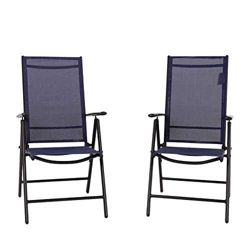 PHI VILLA 2er Sets Gartenstühle mit Aluminiumrahmen, 6X verstellbar mit 7 sitzpositionen Gartenstuhl Klappstühle hohe Rückenlehne Wetterresistent von PHI VILLA