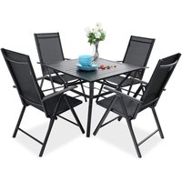 PHIVILLA 4+1 Terrassenmöbel Balkonmöbel Sitzgruppe Gartenstühle Klappstühle mit Aluminium, 6X verstellbar mit 7 sitzpositionen,Gartentisch mit von PHIVILLA