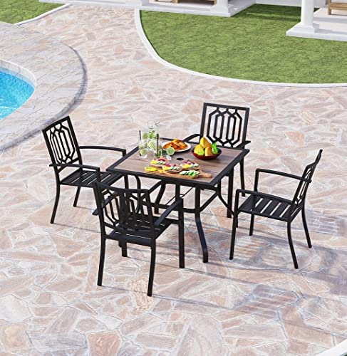 PHIVILLA Gartenmöbel Set für 4 Metall Gartentisch und Stapelstühle Wetterfest Balkonmöbel Terrassenmöbel 94cm Quadratischer Gartentisch und 4 Gartenstühle für Balkon,Deck,Hof von PHIVILLA
