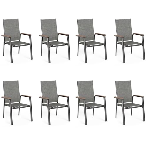 PHIVILLA Gartenstühle 8er Set Aluminium Terrassenstühle mit Textilene Stapelbare Balkonstuhl für Garten Balkon Outdoor Terrasse Wetterfest PHIVILLA Gartenstühle 8er Set Aluminium Terrassenstühle mit Textilene Stapelbare Balkonstuhl für Garten Balkon Outdoor Terrasse Wetterfest von PHIVILLA
