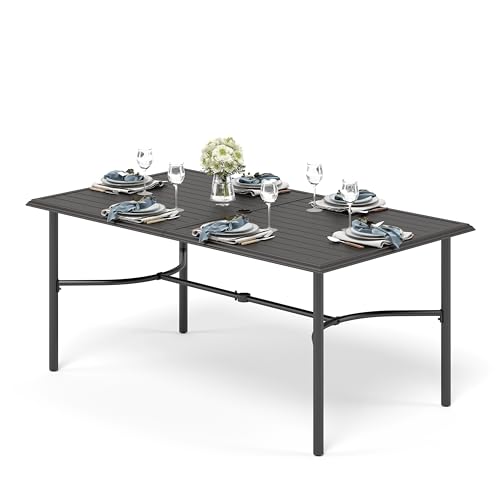 PHIVILLA Gartentisch Wetterfest mit Schirmloch für 6 Personen Outdoor Terrassentisch Gartentische Draussen Metalltisch 170 * 96 cm Garten Tisch Esstisch Schwarz PHIVILLA Gartentisch Wetterfest mit Schirmloch für 6 Personen Outdoor Terrassentisch Gartentische Draussen Metalltisch 170 * 96 cm Garten Tisch Esstisch Schwarz von PHIVILLA