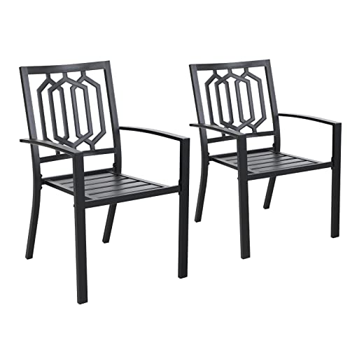 PHI VILLA Metall Gartenstuhl Draussen Terrasse Gartenstühle Stapelbare Stühle für Esszimmer-Set 2 Pack Schwarz PHI VILLA Metall Gartenstuhl Draussen Terrasse Gartenstühle Stapelbare Stühle für Esszimmer-Set 2 Pack Schwarz von PHI VILLA