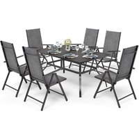 Phivilla - phi villa 6+1 Sitzgruppe 152×95 Metall Gartentisch, 7-Fach Verstellbar Hochlehner Klappbar Gartentisch Sets of 6,Wetterfest Gartenmöbel von PHIVILLA