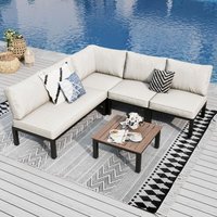 Phi villa Gartenmöbel Balkonmöbel Set 5 Teilig, Metall Lounge Möbel Outdoor Gartenlounge Set 5-Sitzer, Terrassenmöbel Modulare Möbel mit Verstärkten Phi villa Gartenmöbel Balkonmöbel Set 5 Teilig, Metall Lounge Möbel Outdoor Gartenlounge Set 5-Sitzer, Terrassenmöbel Modulare Möbel mit Verstärkten von PHIVILLA