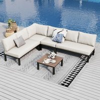 Phi villa Gartenmöbel Balkonmöbel Set 5 Teilig, Metall Lounge Möbel Outdoor Gartenlounge Set 6-Sitzer, Terrassenmöbel Modulare Möbel mit Verstärkten Phi villa Gartenmöbel Balkonmöbel Set 5 Teilig, Metall Lounge Möbel Outdoor Gartenlounge Set 6-Sitzer, Terrassenmöbel Modulare Möbel mit Verstärkten von PHIVILLA