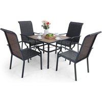 Rattan Gartenmöbel Set 5er-Set, Gartenmöbel Set, 4 Korbstühle Und 94x 94 x 72CM Metall-esstisch Mit Schirmloch, Terassenmöbel Wetterfest - Phivilla von PHIVILLA