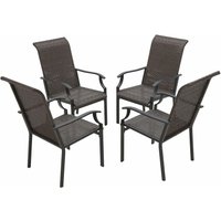 Phivilla - Rattan Balkonstuhl 4er Set, Garten Stühle Wetterfest, Schwarzbraunes Rattan, Stahlrahmen, Ergonomischer Hochlehner, Outdoor Sessel für von PHIVILLA