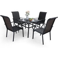 Rattan Gartenmöbel Set 5er-Set, Gartenmöbel Set, 4 Korbstühle Und 94x 94 x 72CM Metall-esstisch Mit Schirmloch, Terassenmöbel Wetterfest - Phivilla von PHIVILLA