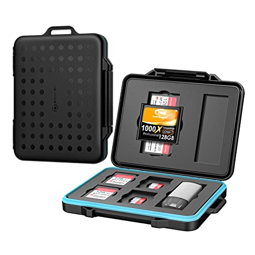 PHIXERO 12 tragbare SD-Kartensteckplätze, Memory Card Case, Memory Card Holder Protector Case, SD Card Storage Box für 6 SD SDHC SDXC Card / 4 TF Micro SD Card / 1 CF Card / 1 Kartenleser PHIXERO 12 tragbare SD-Kartensteckplätze, Memory Card Case, Memory Card Holder Protector Case, SD Card Storage Box für 6 SD SDHC SDXC Card / 4 TF Micro SD Card / 1 CF Card / 1 Kartenleser von PHIXERO