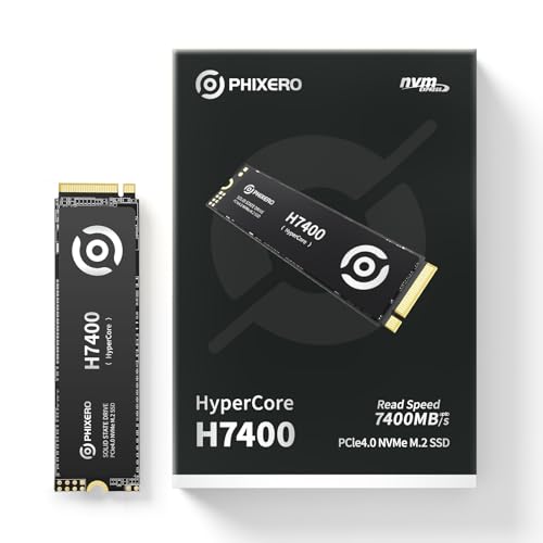 PHIXERO H7400 M.2 SSD 1TB, NVMe SSD in Industriequalität, bis zu 7450 MB/s, PCIe 4.0 Gen4X4 interne M.2 2280 SSD für PS5, PC, Gaming-Laptop–professioneller Hochgeschwindigkeits-TLC-Speicher von PHIXERO