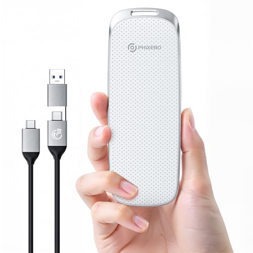 PHIXERO P10PRO Externe Portable SSD 1TB, Bis zu 1050MB/s, USB 3.2 Gen2, Inklusive 2-in-1 USB C Kabel, Externe Festplatte Tragbare NVMe SSD für iPhone 15+/Android/Windows/Mac, Weiß von PHIXERO