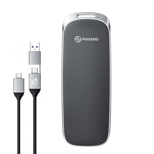 PHIXERO P10PRO Externe Tragbare NVMe SSD 512GB, Bis zu 1050MB/s, USB 3.2 Gen2, Inklusive 2-in-1 USB C Kabel, Externe Festplatte Portable SSD für iPhone 15+/Android/Windows/Mac, Schwarz PHIXERO P10PRO Externe Tragbare NVMe SSD 512GB, Bis zu 1050MB/s, USB 3.2 Gen2, Inklusive 2-in-1 USB C Kabel, Externe Festplatte Portable SSD für iPhone 15+/Android/Windows/Mac, Schwarz von PHIXERO