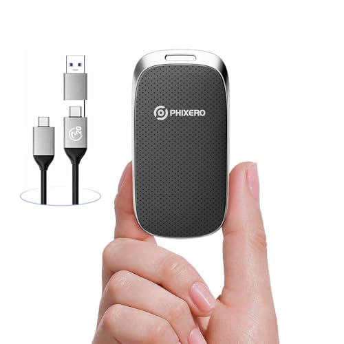 PHIXERO P20 2TB Portable SSD Up to 2000MB/s, USB 3.2 Gen 2X2 External Solid State Drive，USB C to C&A for Smartphone,Tablet,PC,Labtop (Black) von PHIXERO