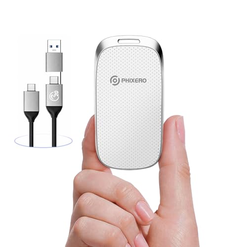 PHIXERO P20 Portable SSD 1TB Up to 2000MB/s, USB 3.2 Gen 2X2 External Solid State Drive，USB C to C&A for Smartphone,Tablet,PC,Labtop (White) von PHIXERO