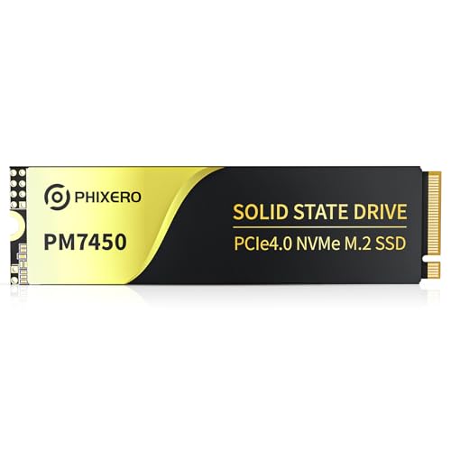PHIXERO PM7450 4 TB NVMe-SSD, PCIe Gen4x4, M.2 2280 interne Gaming-SSD, Lesegeschwindigkeiten bis zu 7450 MB/s, Graphen-Wärmeableitung, QLC, Für Laptop, Desktop und PS5. von PHIXERO