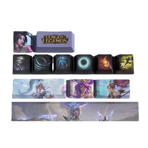 PHJEDXCM LOL Tastaturkappen, PC-Gaming, mechanische Tastenkappe, Numpad, Eingabetastenkappe, benutzerdefinierte Tastenkappen, Lasergravur, Lasergravur mit jedem Porträt, passiv und Fähigkeiten, passen von PHJEDXCM