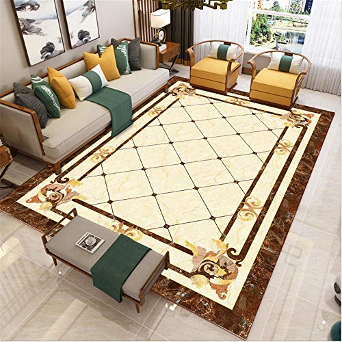 PHLCF Nachtteppiche für Schlafzimmer Retro-Diamantdruckmuster, Verbraucher- und Gewerbeteppich Große Teppiche für Wohnzimmer Kleine Teppiche und Teppiche gelb 120 * 160 cm von PHLCF