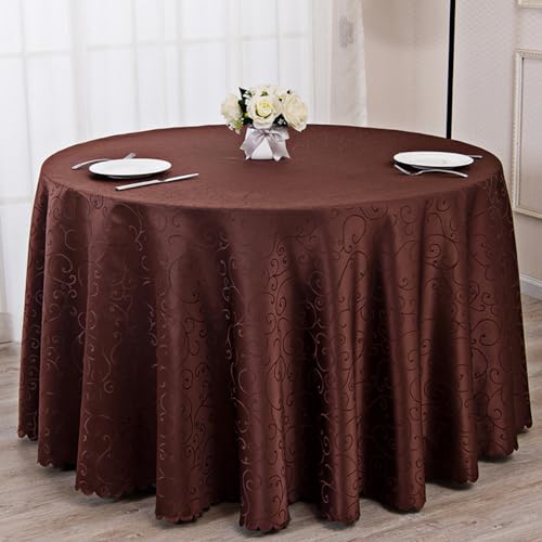 PHLCF Runde Tischdecke 180cm Polyester Tischdecke Braun Abwischbare Tischdecke, Polyester Tischdecke Strapazierfähig, Dekorationen Waschbar Hitzebeständig Tischdecke von PHLCF