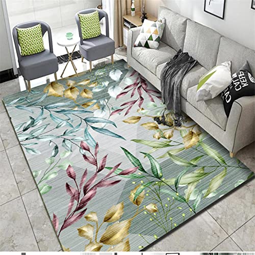PHLCF Teppiche Schlafzimmer Großer Flur Läufer Grün Wohnzimmer Rechteckiger Nachttischteppich Ist Sicher Und Umweltfreundlich Große Teppiche Für Wohnzimmer 135X200cm von PHLCF
