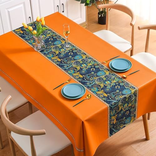 PHLCF Tischdecke 120 x 120 cm Moderne PVC-Tischdecke Abwischbare Tischdecke Wasserfestes Vinyl-Wachstuch von PHLCF