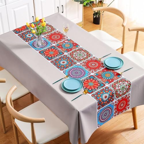 PHLCF Tischdecke 120 x 120 cm Moderne PVC-Tischdecke Abwischbare Tischdecke Wasserfestes Vinyl-Wachstuch von PHLCF
