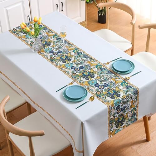 PHLCF Tischdecke 140 x 200 cm Moderne PVC-Tischdecke Abwischbare Tischdecke Wasserfestes Vinyl-Wachstuch von PHLCF