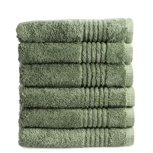 PHLOX Handtuch Set 50 x 100 cm – (6 Stück) 100% Baumwolle Badehandtücher – Oeko-Tex Made in Green Zertifiziert | 600 g/qm | Weiche & Saugfähige Badetücher Set – Premium Qualität - Grün von PHLOX
