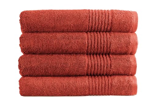 PHLOX Handtuch Set 70 x 140 cm – (4 Stück) 100% Baumwolle Badehandtücher – Oeko-Tex Made in Green Zertifiziert | 600 g/qm | Weiche & Saugfähige Badetücher Set – Premium Qualität - Terracotta von PHLOX