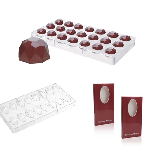 PHMING 2er-Set Transparente Chocolate Mold, 3D Plastic Chocolate Molds in 2 Designs, Pralinen Form für Schokolade, Kekse & Desserts, Ideal für DIY Süßigkeiten & Kuchen Dekoration von PHMING