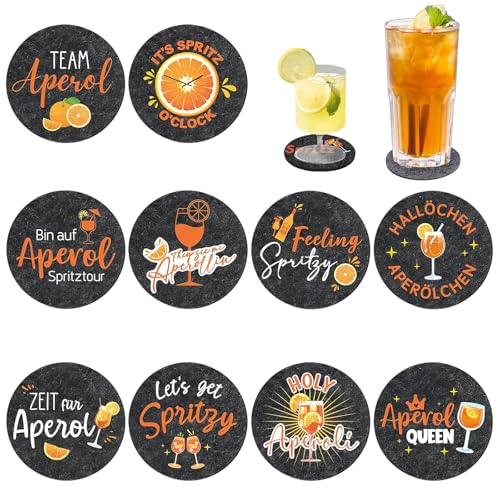 PHMING 10 Stück Aperol Untersetzer, Filz Getränke-Untersetzer, 10 cm Durchmesser Untersetzer für Gläser, Rund Glasuntersetzer Filz, für Cocktailgläser, Teetassen, Trinkgläser PHMING 10 Stück Aperol Untersetzer, Filz Getränke-Untersetzer, 10 cm Durchmesser Untersetzer für Gläser, Rund Glasuntersetzer Filz, für Cocktailgläser, Teetassen, Trinkgläser von PHMING