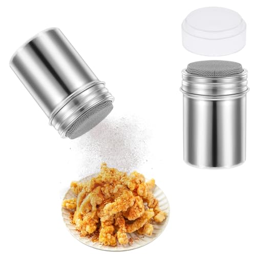 PHMING 2 Stück Puderzuckerstreuer, Edelstahl 304 Mehlstreuerc, Staubzuckerstreuer, Kakaostreuer, mit Transparenter Abdeckung, für Kakaopulver, Zimtpulver, Chilipulver von PHMING