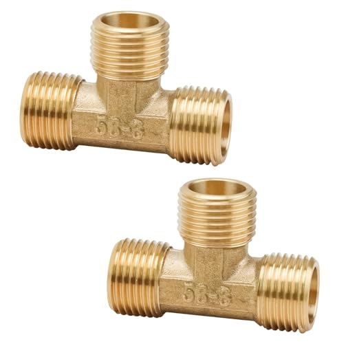 PHMING 2 Stück T Stück 1/2 Zoll, Länge 53 mm Messing T Stück Wasseranschluss, Drei Externe Rotationsköpfe, für Badezimmer, Badezimmer, Klimaanlagen PHMING 2 Stück T Stück 1/2 Zoll, Länge 53 mm Messing T Stück Wasseranschluss, Drei Externe Rotationsköpfe, für Badezimmer, Badezimmer, Klimaanlagen von PHMING