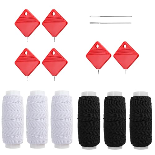 PHMING 6 Stück Nähgarn, Nähgarn für Nähmaschine, Elastisches Garn Set mit Nadel Und Nadeleinfädler, für Perlenarmbänder, Halsketten Und Kostümherstellung von PHMING