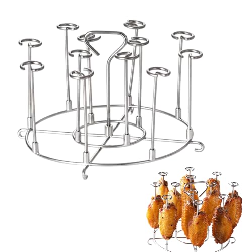PHMING Spieße Airfryer, Vertikale Heißluftfritteuse Spieße Grillrost, 304 Edelstahl Vertikaler Spieß Rack Set, Abnehmbar Spießständer für die Heißluftfritteuse, zum Grillen Hähnchen von PHMING