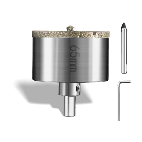 Diamant Bohrkrone Lochsäge 65mm mit Zentrierbohrer Professionellen Diamant Kernlochbohrer Fliesenbohrer Glasbohrer Metall Lochsägen Universal HSS Lochsägen für Glas Fliese Keramisches Marmor Kalkstein von PHMNZIP